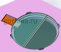 Круглый стеклянный люк с электроприводом и обратной петлей на винтовую лестницу винного погреба - 3D модель конструкции